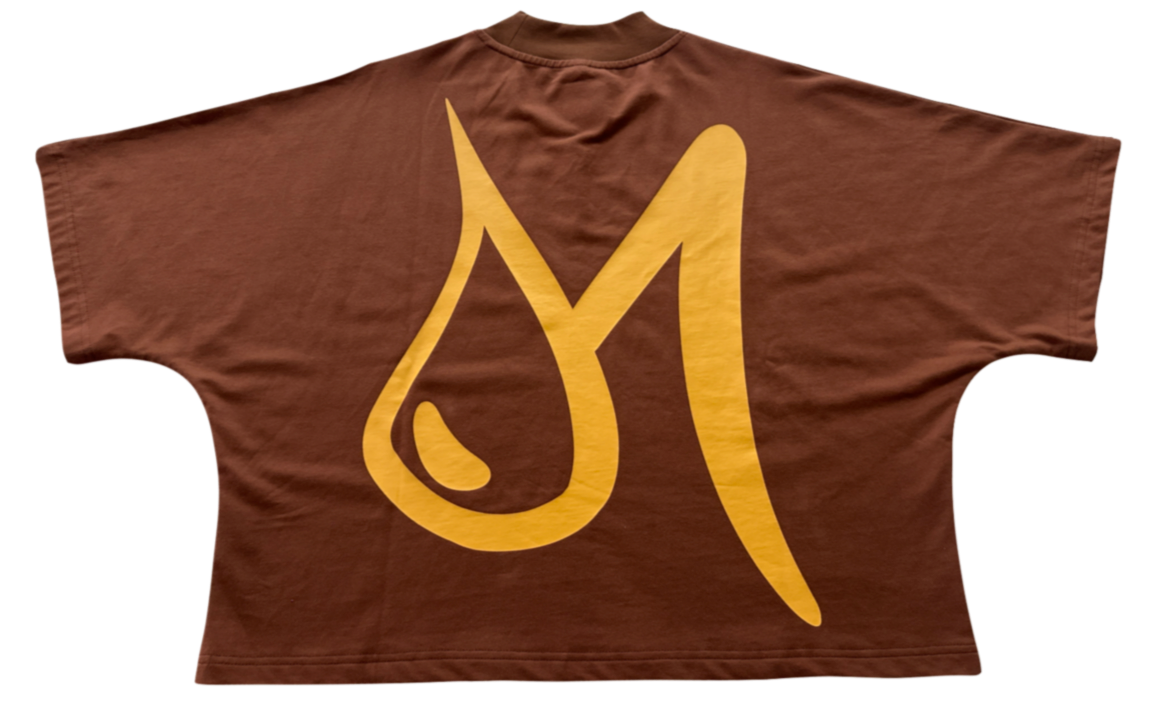 Brown Oversized Crop Box T-Shirt