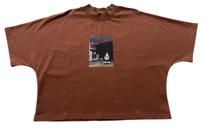 Brown Oversized Crop Box T-Shirt