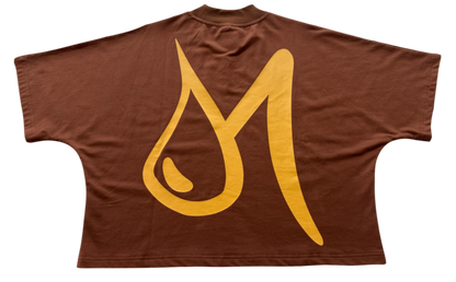 Brown Oversized Crop Box T-Shirt